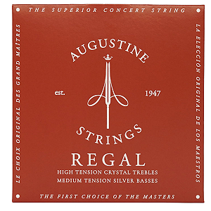 Encordoamento Augustine Regal Red HT Crystal Trebles MT Silver Basses Nylon
