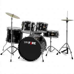 Bateria Compacta Juvenil Bumbo 16" Completa Pro Fire Preto