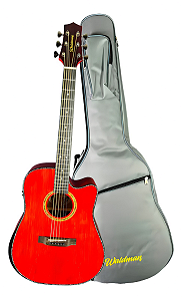Violão Folk Eletroacústico Waldman DCEX1841 Cut Aço Vermelho