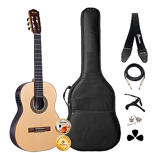 Kit Violão Profissional Elétrico Nylon Rozini Rx213 Completo