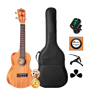 Kit Ukulele Concert Acústico Shelby Em Mogno Completo