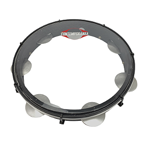 Pandeiro Contemporânea Em Madeira 11" Preto Pele Cristal