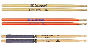 kit com 3 pares de baquetas 5A Liverpool Classic Series Sentation Grip Luminous Series Laranja