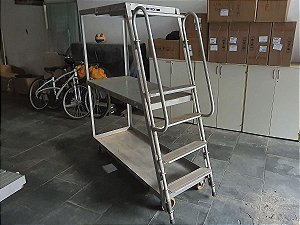 Escada Carrinho Plataforma Aluminio Separador Produtos Estoque