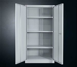 Armário de Aço Alto 2 Portas c/ Prateleiras 3 Prateleiras internas ( 1 fixa+2 reguláveis) AE-17/90 Fechadura 170x90x35cm    **Produto Novo**