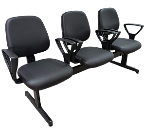 Cadeira Longarina Diretor 3 lugares c/ Apoio de Braços Assento e Encosto c/ Capa - RF