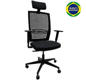 Cadeira de Escritório Snap Presidente Encosto Alto c/ Apoio de Cabeça e Apoio Lombar Ajustável *Produto Novo Sob Encomenda*
