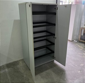 Armário Alto Escritório 2 Portas c/ 5 Suportes p/ Pasta Suspensa 160x80x50 Platina/Cinza