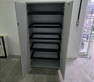 Armário Alto Escritório 2 Portas c/ 5 Suportes p/ Pasta Suspensa 160x80x50 Platina/Cinza * Ultimo Disponível Faltando os Puxadores da porta*