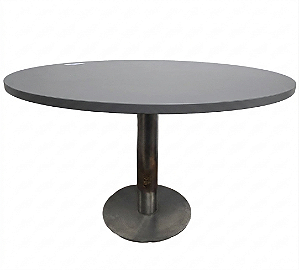 Mesa de Reunião Redonda Tampo 25mm Novo Diâmetro 1,10m Cor Grafite Base Usada em Aço Inox c/ Contrapeso *Super estável*