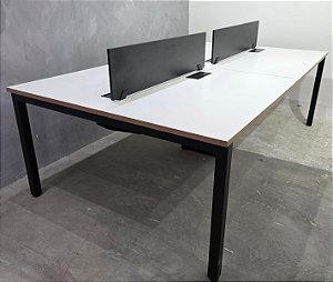 Estação de Trabalho Usada 4 Posições 2,40m x 1,36m Base Aço e PowerBox c/ Tomadas