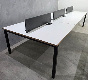 Estação de Trabalho Usada 6 Posições 3,60m x 1,36m Base Aço e PowerBox base em Aço