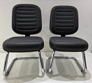 Cadeira Diretor Base Fixa Cromada Estofado Corvin Preto Gomado ( Valor do Anúncio Referente a Venda de 1 Und. Cadeira)