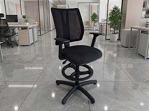 Cadeira de Escritório Usada Addit Coluna Alta c/ Aro Base Giratória c/ Sapata *SEMINOVA*