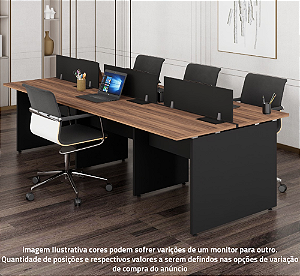 Estação de Trabalho Plataforma Dupla Base Painel e Tampo MDP 25mm PowerBox ABS Divisor Central