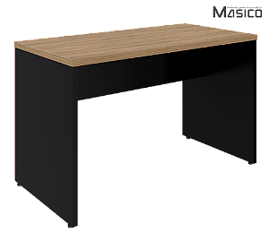 Mesa de Escritório Tampo MDP Cor Macadâmia Encabeçado 30mm Base Painel MDP 25mm Cor Preto