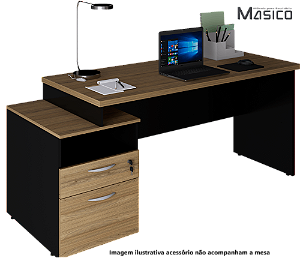 Mesa Diretor com Base Gaveteiro Tampo Encabeçado 30mm x 1,50m x 0,65m Pé Painel