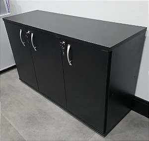 Armário Baixo Credenza 3 Portas 1,20m x 0,40m x 0,75m Preto