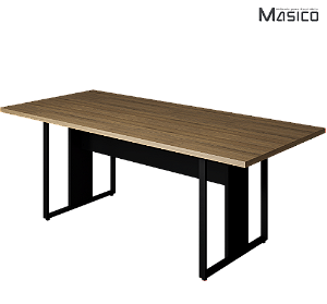 Mesa de Reunião 2,00m x 0,90m Tampo Encabeçado 30mm Macadâmia Base Metálica Quadro