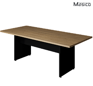Mesa de Reunião 2,00m x 0,90m Tampo Encabeçado 30mm Macadâmia Base Pé Painel *NV*