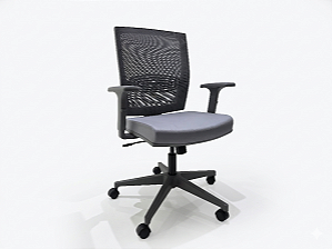 Cadeira de Escritório Snap Staff Encosto Baixo c/ Apoio Lombar Ajustável e Relax - CINZA