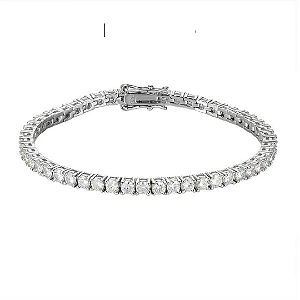Pulseira Riviera Diamante Moissanite 3mm em prata esterlina 925 com banho de Ródio e Ouro Branco.