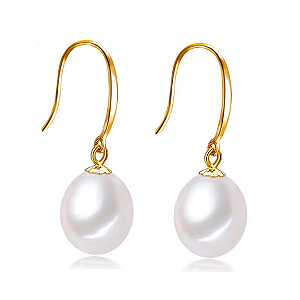 Brinco Gancho de Pérolas, Ouro Amarelo 18k