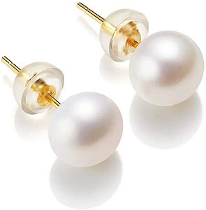 Brinco Pérola Natural Ouro 18k e Prata 925