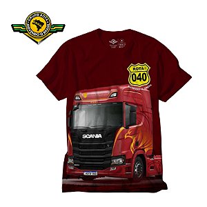 CAMISETA MASCULINA SCANIA VERMELHA ROTA 040