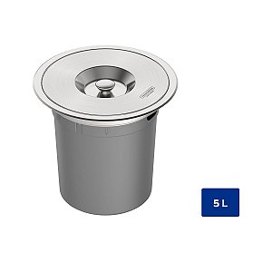 Lixeira de Embutir Tramontina Clean Round em Aço Inox com Balde Plástico 5 L - 5l 94518005