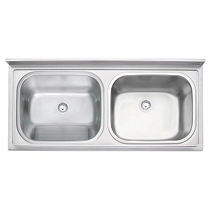 Tanque Duplo de Apoio Tramontina Hera Duo Plus 2C 34 + 37 L em Aço Inox Acetinado 120x55 cm com 2 válvulas - 94406117