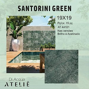 Revestimento Piscina Di Acqua Giseli Santorini 19,5x19,5 Verde Brilho Cx0,95 - 44101