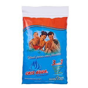 Cloro Granulado em Pó 3 + mais 1 para Piscina Cris Água 1 Kg 51% Cloro Ativo