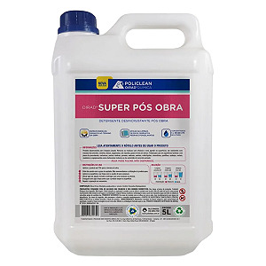 Super Limpador Pós Obra 5 litros Remove Resíduos da Obra Pisos - Policlean
