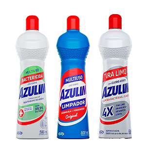 Kit Limpador Banheiro Azulim 3 x 500 ml - 2 Multiusos + 1 Tira Limo