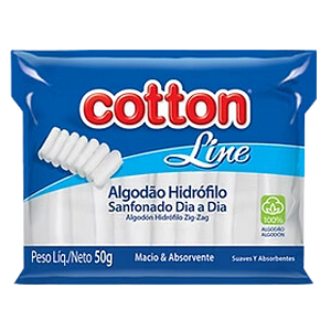 Algodão Hidrófilo Sanfonado Cotton Line 50g  Multiuso 100%