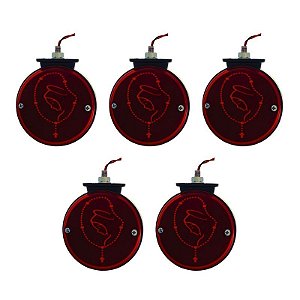 Kit 5 Lanternas Maria Smart Nossa Senhora Terço Base Preta Lantersul