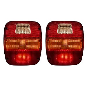 Par Lanterna Traseira LED Ford Volks Marmitão Âmbar Metalizada 12V Lantersul