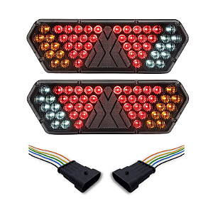 Par Lanterna Traseira Guerra Motion Black Cristal LED 12/24v com Chicote Lantersul