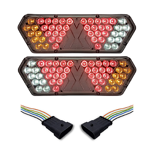Par Lanterna Traseira Guerra Motion Silver Cristal LED 12/24v com Chicote Lantersul