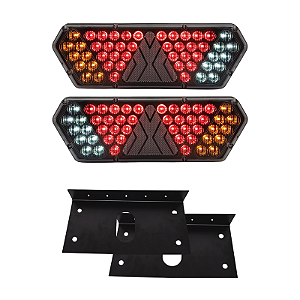 Par Lanterna Traseira Guerra Motion Black Cristal LED 12/24v + Par de Suportes Lantersul