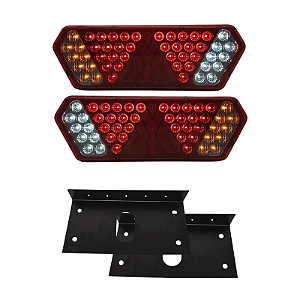 Par Lanterna Traseira Guerra Motion Black Rubi LED 12/24v + Par de Suportes Lantersul