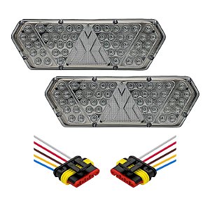 Par Lanterna Traseira Guerra Motion Silver Cristal LED 12/24v com Conector e Chicotes Lantersul
