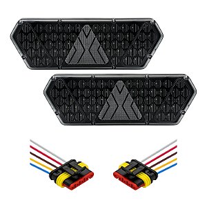 Par Lanterna Traseira Guerra Motion Black Cristal LED 12/24v com Conector e Chicotes Lantersul