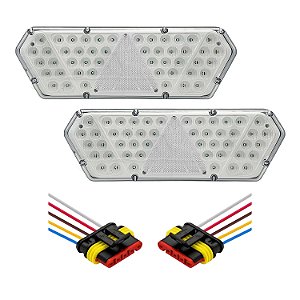 Par Lanterna Traseira Guerra Motion White Cristal LED 12/24v com Conector e Chicotes Lantersul