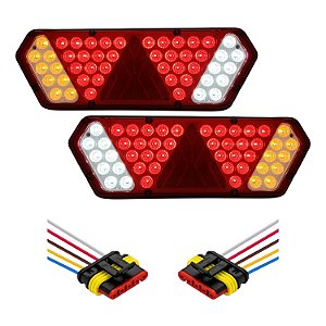 Par Lanterna Traseira Guerra Motion White Rubi LED 12/24v com Conector e Chicotes Lantersul