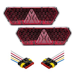 Par Lanterna Traseira Guerra Motion Red Cristal LED 12/24v com Conector e Chicotes Lantersul