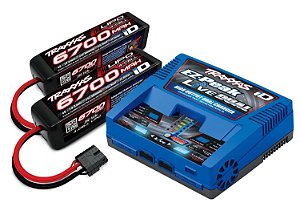 Carregador Traxxas EZ-Peak Plus Live Dual Lipo ID Modelo: 2973 200w para 3S/4S+ 2- Baterias 6700mAh 4S 14.8V - Lacrado