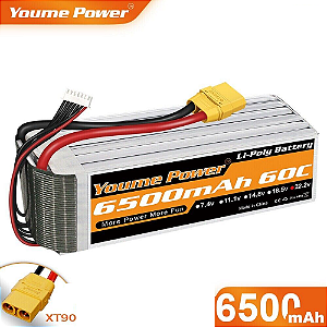 Bateria Lipo Youme Power 6S 22.2V 6500mAh 60C Conector XT90- Lacrado