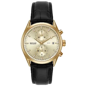 Relógio Masculino Cronógrafo Couro Dourado 77307GPSVDC2